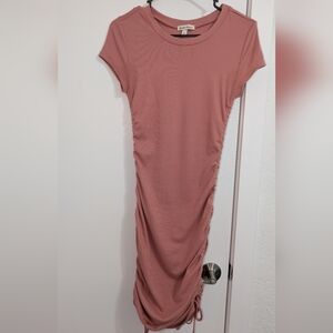 Derek Heart Pink Ruched Midi Dress Size M